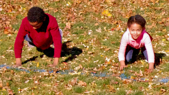 Children preparing to do a sprint