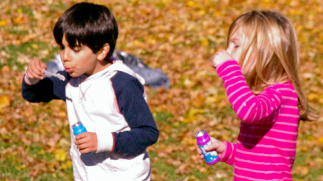 Kids blowing
bubbles